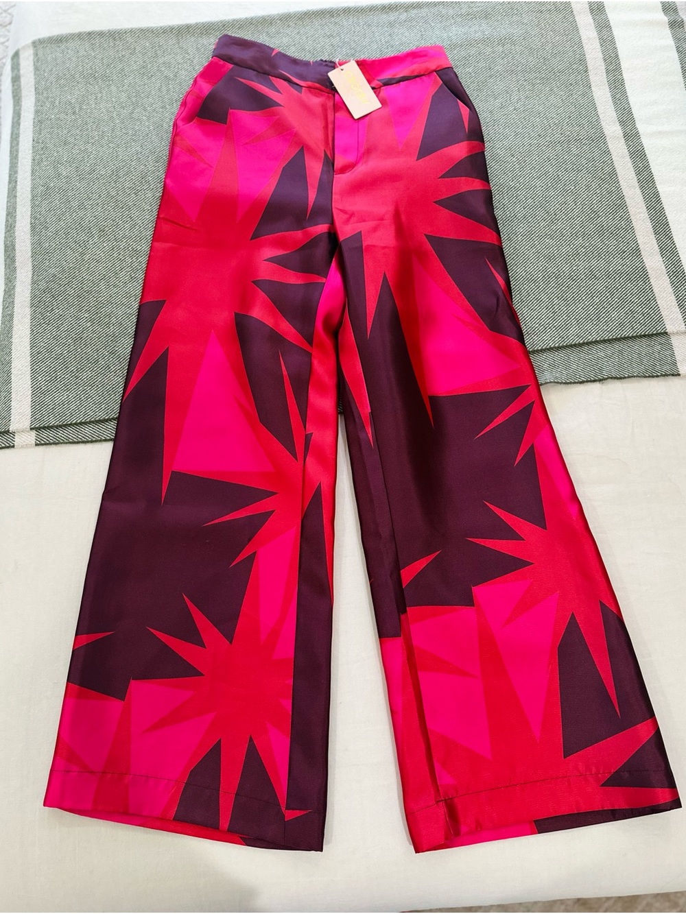 Crosby Bold Magenta & Deep Plum Wide-Leg Print Pants